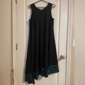 NWOT Kiyonna Black and Blue Asymmetrical Ruffled Sequined Dress 0 10 12 Cocktail